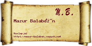 Mazur Balabán névjegykártya